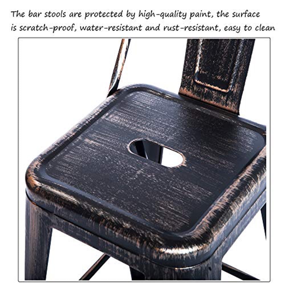 Kepooman 2 Pcs Metal High Bar Stools with with Low Backrest & Footrest, 16.5" L x 16.5" W x 32.5" H, Golden Black Kepooman 2 Pcs Metal High Bar Stools with with Low Backrest & Footrest, 16.5" L x 16.5" W x 32.5" H, Golden Black