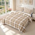 thumbnail image 3 of Manfei Brown White Checkered Twin Quilt Set,Rustic Plaid Twin Coverlet Set,2 Pieces,1 Bedspread and 1 Pillowcase, 3 of 7