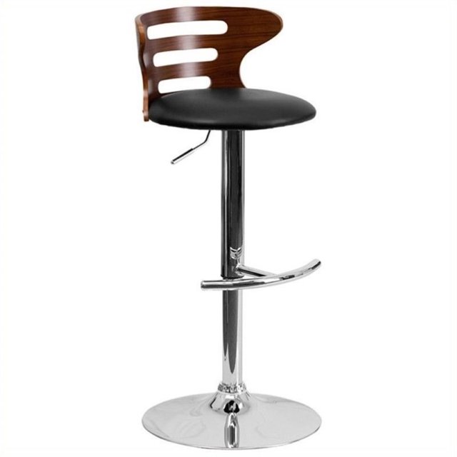 Pemberly Row Tabouret de Bar Réglable en Noyer et Noir