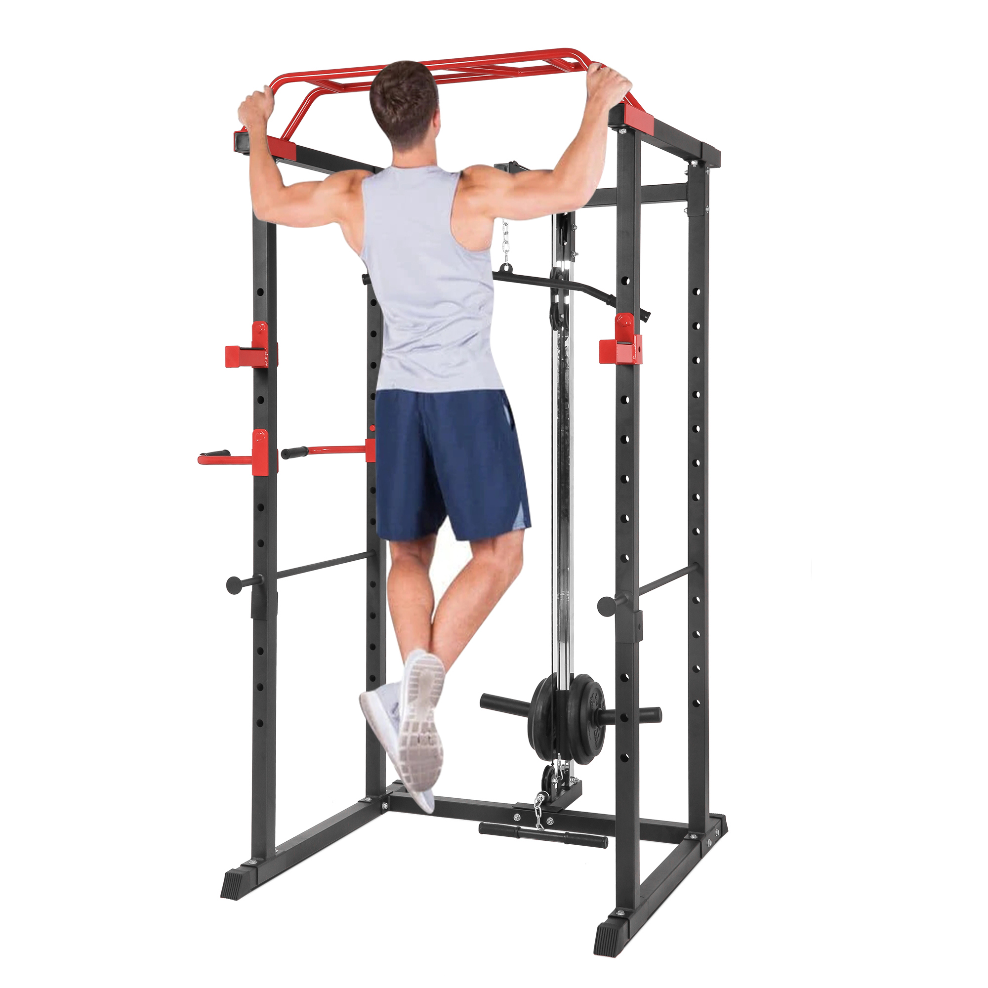 Power Cage with Lat Pulldown System Multifunctional Home Gym Squat