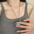 thumbnail image 4 of MANNYA Comfortable Hollow Flower Chokers Necklace Adjustable Black Cord for Women Jewelry Gifts Ideas, 4 of 9