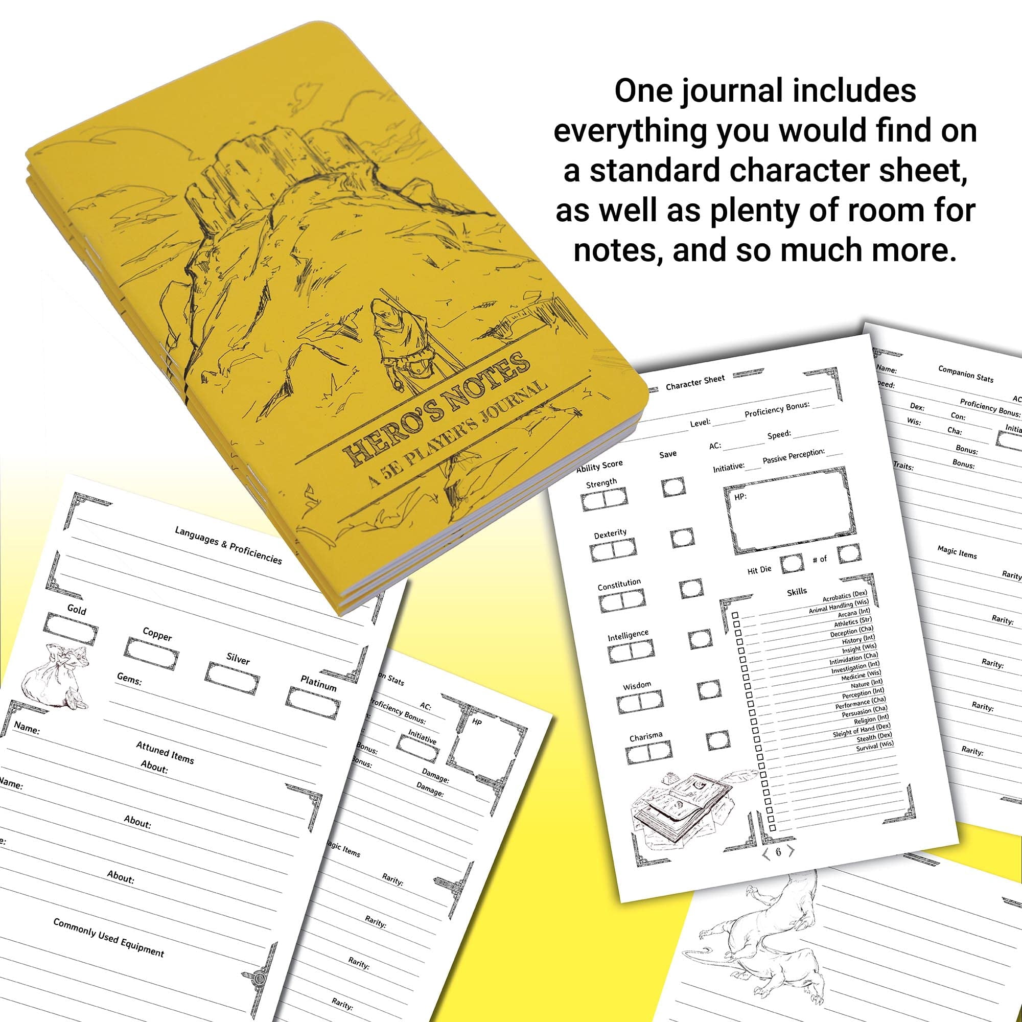 1985 Games Players DND Notebook Character Journal Yellow