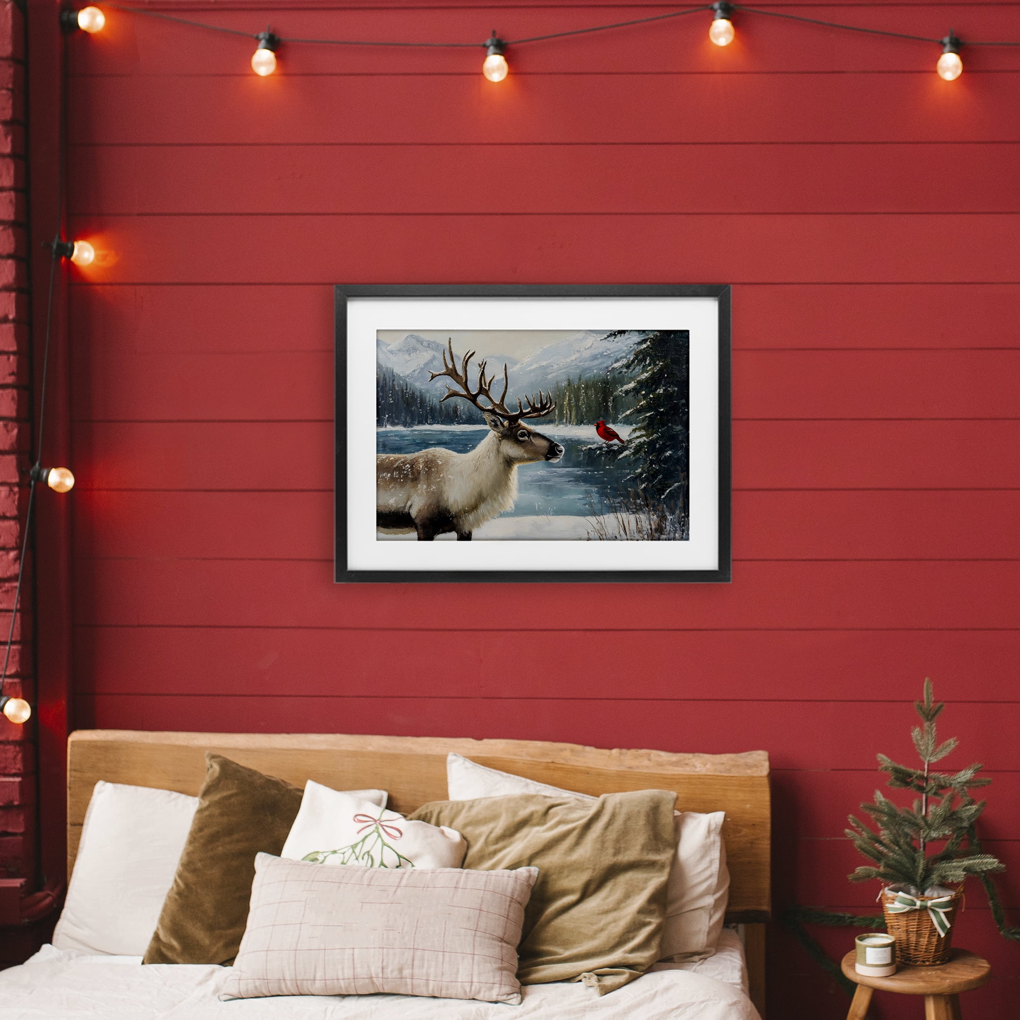 Christmas Conversation In Wild Black Framed Print Under Glass, design by Petal Prints Design