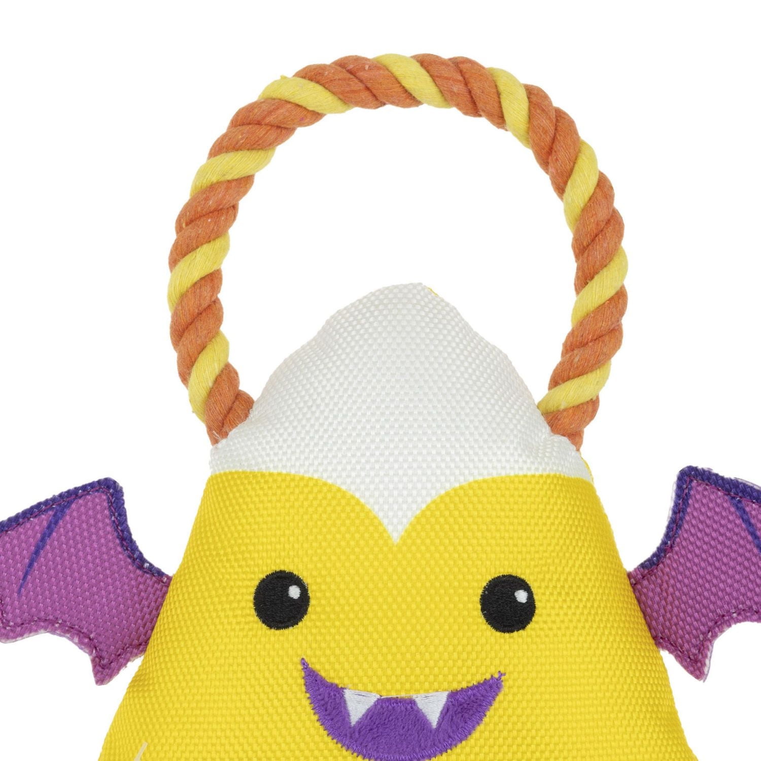 Vibrant Life Halloween 8 in Squeaky Plush Dog Toy, Candy Corn with Rope