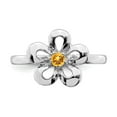 thumbnail image 4 of 925 Sterling Silver Stackable Expressions Polished Citrine Flower Ring Size: 7; for Adults and Teens; for Women and Men, 4 of 5