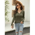 thumbnail image 5 of Sherrylily Women Waffle Knit Henley Tops Casual Long Sleeve V Neck Pullover XS-XL, 5 of 7