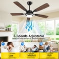 thumbnail image 4 of OUTON 52" Modern Ceiling Fan with Light and Remote Control – Flush Mount Design, 5 Blades, Quiet Reverse DC Motor, Dimmable Lighting for Patio Dining Room Outdoor Indoor – Walnut, 4 of 12
