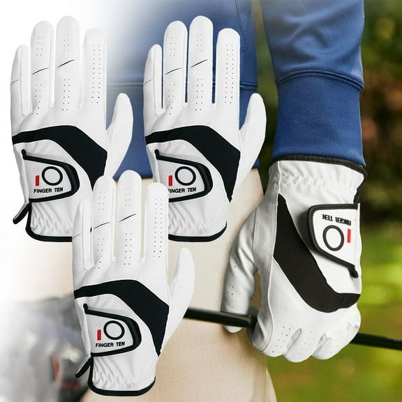 Golf Gloves Men Left Hand Right Leather Value 3 Pack, Mens Golf Glove for Right Left Handed Golfer All Weather Grip Small Medium ML Large XL XXL 3XL