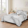thumbnail image 2 of Full Quilt Set 78''x90'', Gray Marble Lightweight Bedspread Coverlet Set with 2 Pillow Shams, Modern Simple Gradient Abstract Patterned Breathable All Season Quilt Bedding for Bedroom/Guest Room, 2 of 9