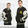 thumbnail image 4 of HISITOSA Mens Womens Varsity College Jacket Baseball Bomber Jacket Vintage Sweatshirt Casual Unisex Streetwear Coats with Patch, 4 of 7