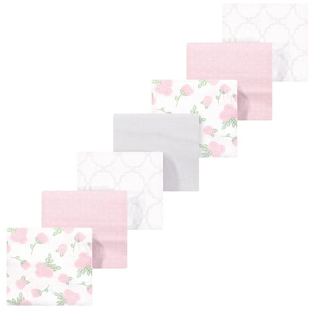 Luvable Friends Hudson Baby Flannel Receiving Blankets 7pk, Rosy Bloom Pink