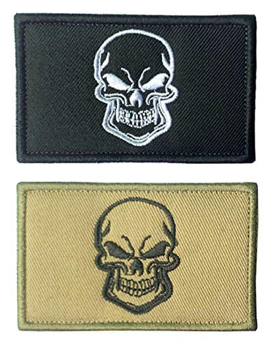 Bag Clothes Decoration Hook And Loop Green Skull Patch Badge 