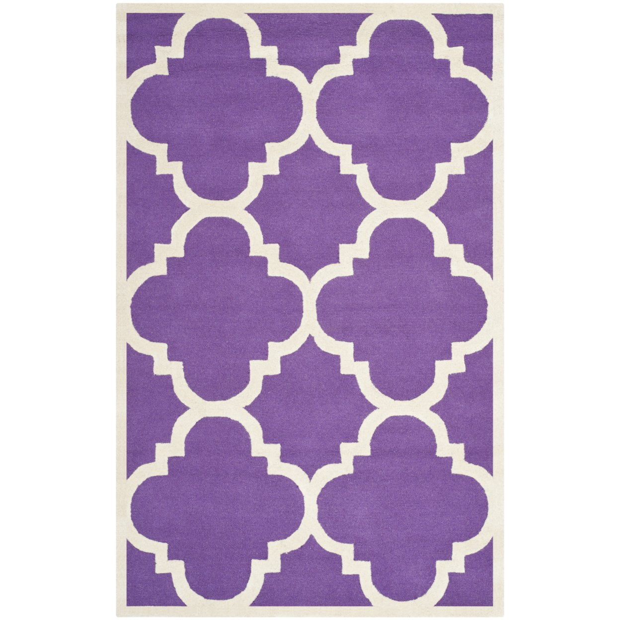 SAFAVIEH Cambridge Justine Geometric Quatrefoil Wool Runner Rug, Purple/Ivory, 2'6" x 8'