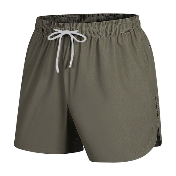 Men's Solid Color Polyester Breathable Athletic Shorts for Summer Outdoor Sports and Casual Wear