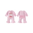 thumbnail image 2 of Cjfdfy Newborn Baby Girl Christmas Outfit Christmas Santa Embroidery Long Sleeve Ruffled Flared Pants Bodysuit Infant Cute My First Christmas Fall Winter Clothes 0-18M, 2 of 9