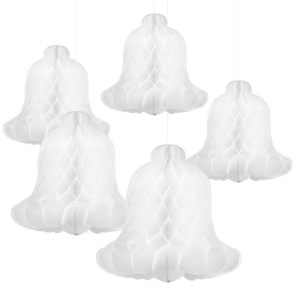 GAXIRE Festive Atmosphere Enhancement Honeycomb Bells White Paper 5 Pcs For Wedding Party