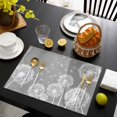 thumbnail image 3 of White Dandelion Placemats Set of 6, Spring Plants Flowers Vintage Gray Placemats for Dining Table, Place Mats for Kitchen Tabletop, Waterproof Wipeable Dining Table Mats Set, 3 of 9