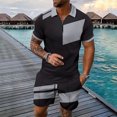 thumbnail image 6 of VBTAPA Men's Polo Shirt and Shorts Set Summer Casual Outfits Hawaiian Matching Suit for Men 2 Piece Color Block Tracksuit Sets Silver L, 6 of 9