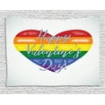 thumbnail image 1 of Vintage Rainbow Tapestry, Happy Valentine`s Day Quote on Distressed Colorful Heart Gay Couples LGBTI, Wall Hanging for Bedroom Living Room Dorm Decor, 80W X 60L Inches, Multicolor, by Ambesonne, 1 of 2