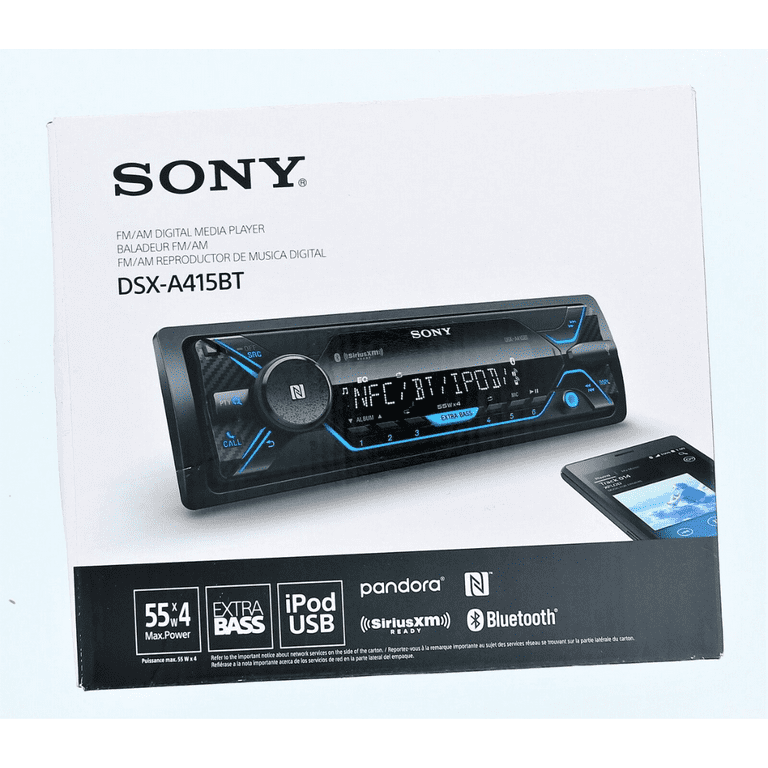 Front Stereo DSX-A415BT Receiver Auxiliary Single Digital & Bluetooth Media In-Dash DIN Inputs Car with Sony USB 3.5