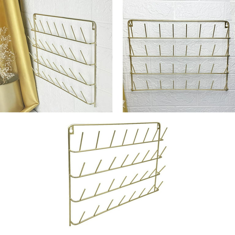 Large Sewing Thread Rack, Seperator Wall Mount Hanger Accessories Gold Hanging Tools Braid Rack Thread Holder for Quilting Storage Cone Embroidery
