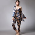 thumbnail image 2 of Women's Ice Silk Silk Pajamas Three-Piece Spring and Summer Dragon Robe Printed Homewear Suit High-Grade Comfortable Pajamas, 2 of 9