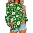thumbnail image 4 of Craaazy Womens Loose St. Patricks Day Green Theme Leisure Irish Shamrock Crewneck Raglan Long Sleeve Pullover Tops Gifts, 4 of 6