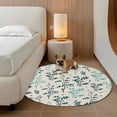 thumbnail image 2 of Teal Green Botanical Round Area Rug 4Ft Washable Circle Rugs for Bedroom Dining Room, Rustic Country Spring Floral Summer Leaf Non-Slip Carpet Floor Mats Indoor Outdoor Carpet Runner Home Decor, 2 of 8