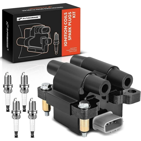 A-Premium 1x Ignition Coil Pack and 4x Iridium Spark Plugs Compatible with Subaru Forester 2009-2010, Impreza 2011, 2.5L Replace# 22433AA590