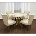thumbnail image 2 of Moti Haskell 48" Round Modern Ivory Marble Top Dining Table on Iron Base, 2 of 7