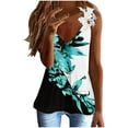 thumbnail image 2 of Womens Clothes Clearance under $5.00 Clothing Fashion Women's Casual Printed V-Neck Sleeveless Pullover Off Shoulder Lace Tops Blouse T-shirt, 2 of 6