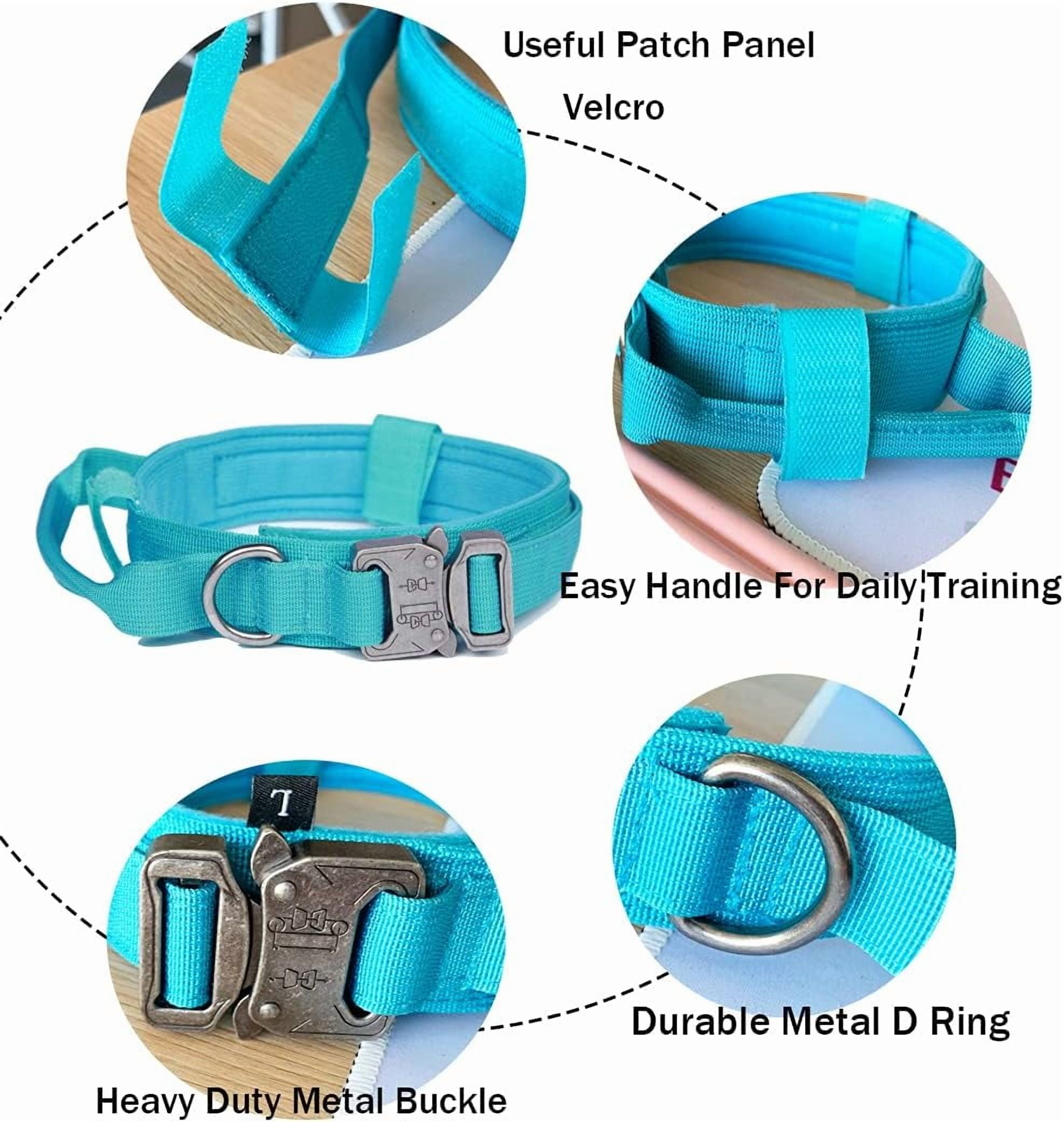 Tactical Dog Collar Military Dog Collar Adjustable Nylon Dog Collar Heavy Duty Metal Buckle with Handle for Dog Training (Red,L)