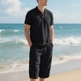 thumbnail image 6 of Rvwovn Men's Casual Summer Shirt and Shorts Set Linen-Blend Breathable Comfortable 2 Piece Outfit, 6 of 7
