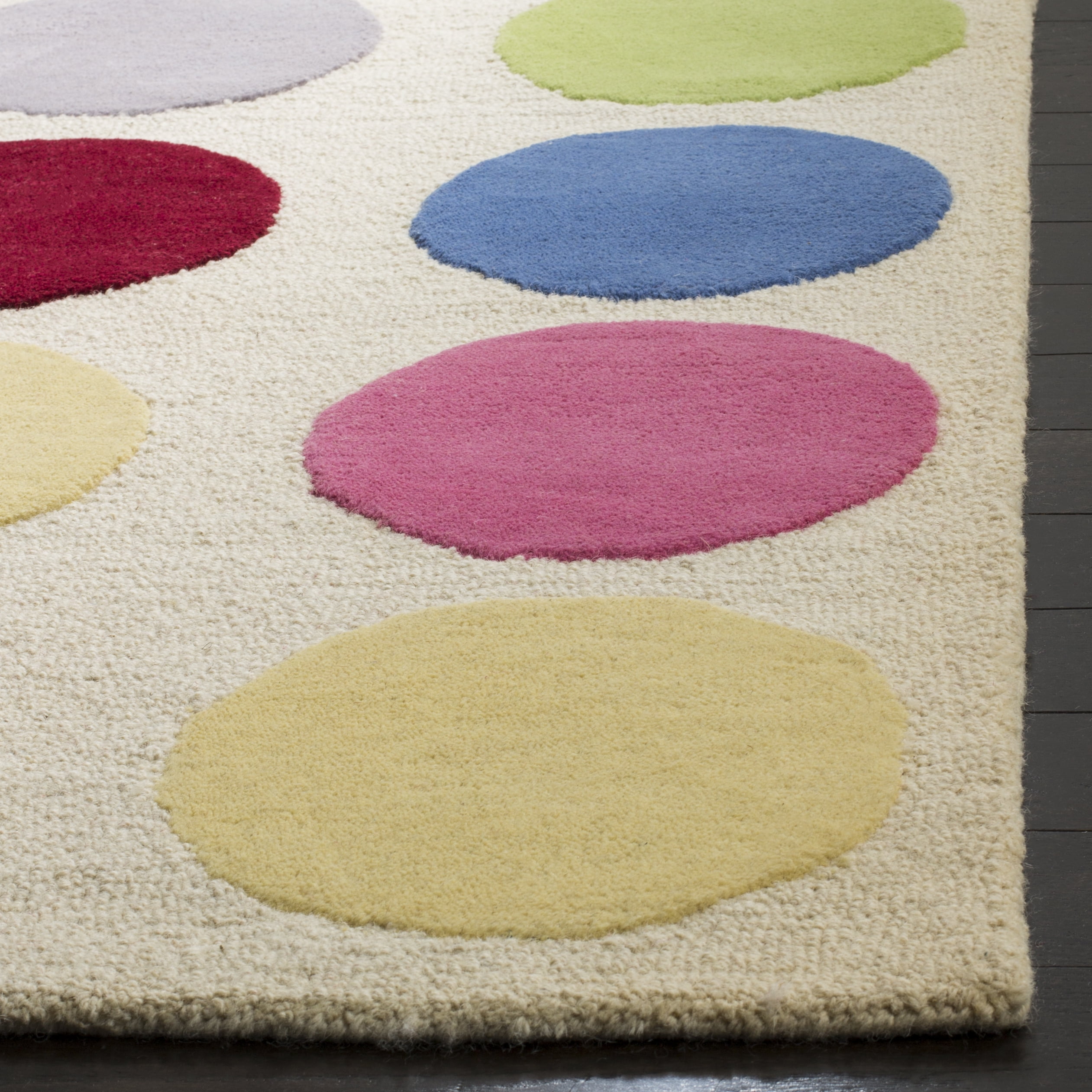 SAFAVIEH Kids Webster Polka Dots Area Rug, Ivory/Multi, 6' x 9'