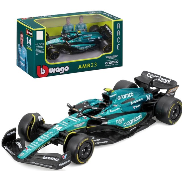 1:43 Aston Martin AMR23 Mercedes W14 Red Bull RB19 Miami GP Ferrari SF23 Alpine A523 F1 Modèle Formule Voiture Statique Course AMR23-14