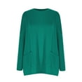 thumbnail image 5 of ATOYSOY Women's Solid Color Pullover Spring Casual Blouse Dressy Tunic Fashion Workout Crew Neck Sweatshirts Long Sleeve Shirts Winter Loose Tops with Pockets Green XL, 5 of 5