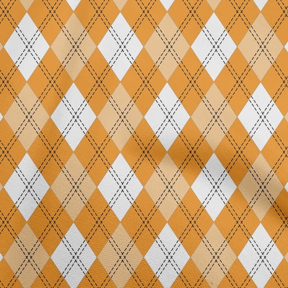 oneOone Rayon Orange Fabric Check Diy Clothing Quilting Fabric Print Fabric By Yard 56 Inch Wide