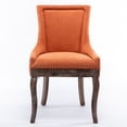 thumbnail image 5 of EHANCIS Fabric Upholstered Side Chairs Set of 2 ,High-Back Dining Chair with Solid Wood Frame and Nailhead Trim Legs, Suitable for Kitchen and Dining Room(Orange), 5 of 7