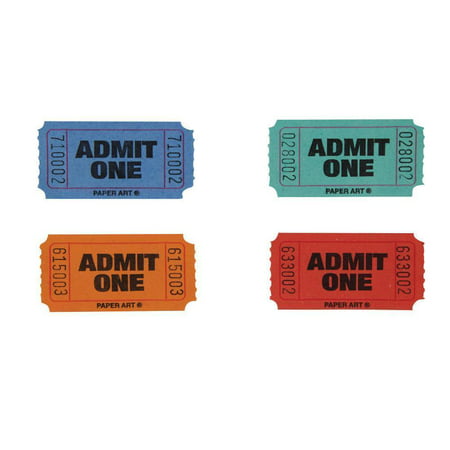 Red/Blue/Orange/Green Admit One Ticket Roll