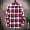 thumbnail image 3 of Mens Plaid Shirt Long Sleeve Casual Fashion Collar Regular Fit Plaid Shirt Versatile Lightweight Summer Flannel Classic Basic Tee With Pocket Red 42, 3 of 4