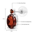 thumbnail image 5 of Gem Stone King 14k White Gold Red Garnet Earrings for Women (2.58Cttw, GemstoneJanuary Birthstone, Oval 8X6MM, Round 2.5MM), 5 of 5