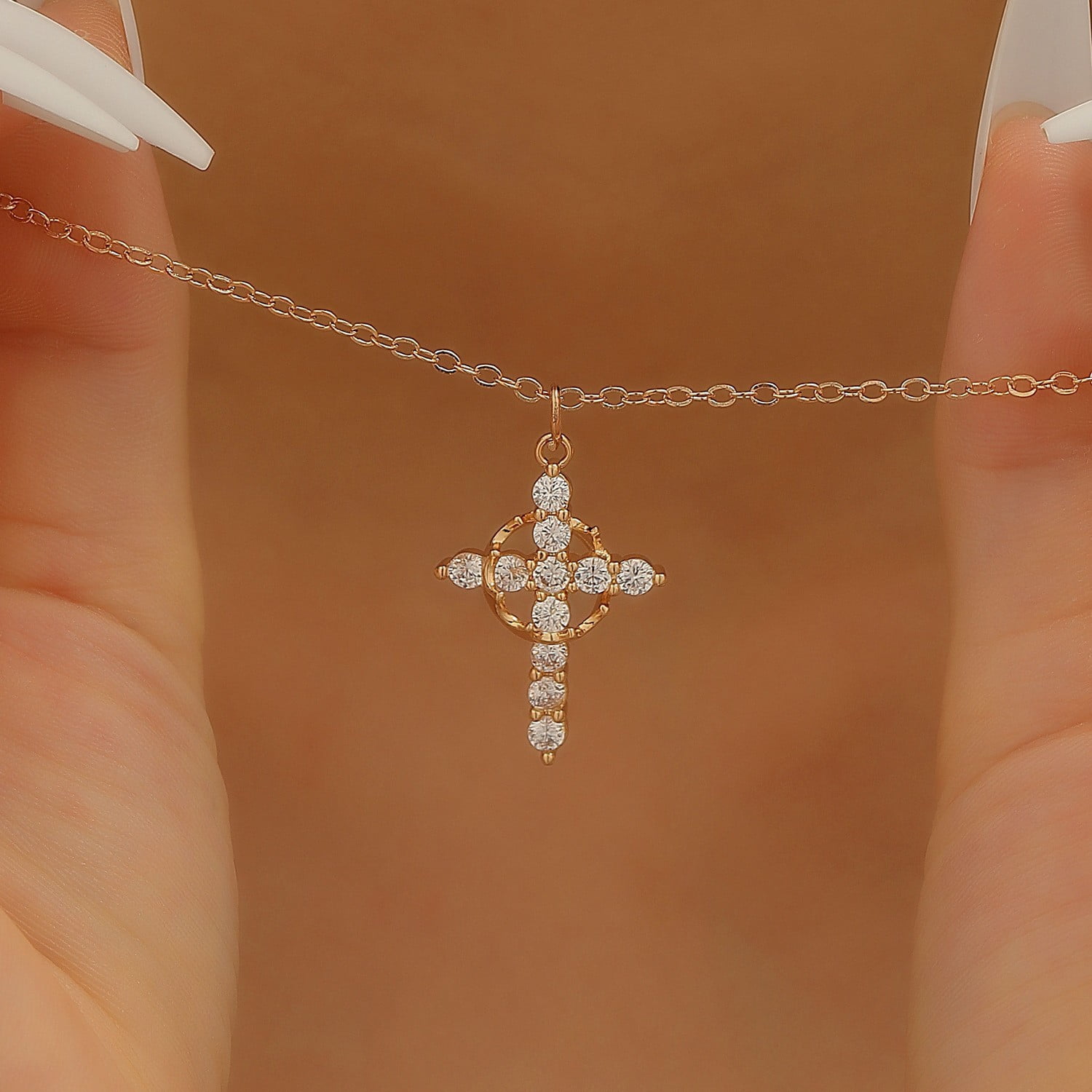 Soleilie Christian Gift Stocking Stuffers Cross Necklace for women-Dainty 14k Gold Plated/Silver Plated Pendant Necklaces Simple Cute Tiny Necklace Jewelry for Women