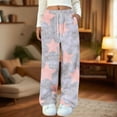 thumbnail image 2 of cfhntfmh Womens Plush Pajama Pants Floral Print Soft Fuzzy Pajama Bottoms Comfy Baggy Pj Palazzo Fleece Lounge Pants, 2 of 4