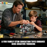 W16 Engine Building Blocks Set for Adults, STEM Mini 16-Cylinder Engine Model Kit That Runs, Compatible with Lego Car, DIY Physical Science Experiment Toy for Teens Kids Boys (801 PCS)
