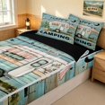 thumbnail image 3 of Erosebridal Happy Camping Zipper Twin Comforter Sets with Fitted Sheet and 2 Pillowcases, Teal Farmhouse Lodge Cabin Zipper Bedding Set, Black Reversible, 3 of 7