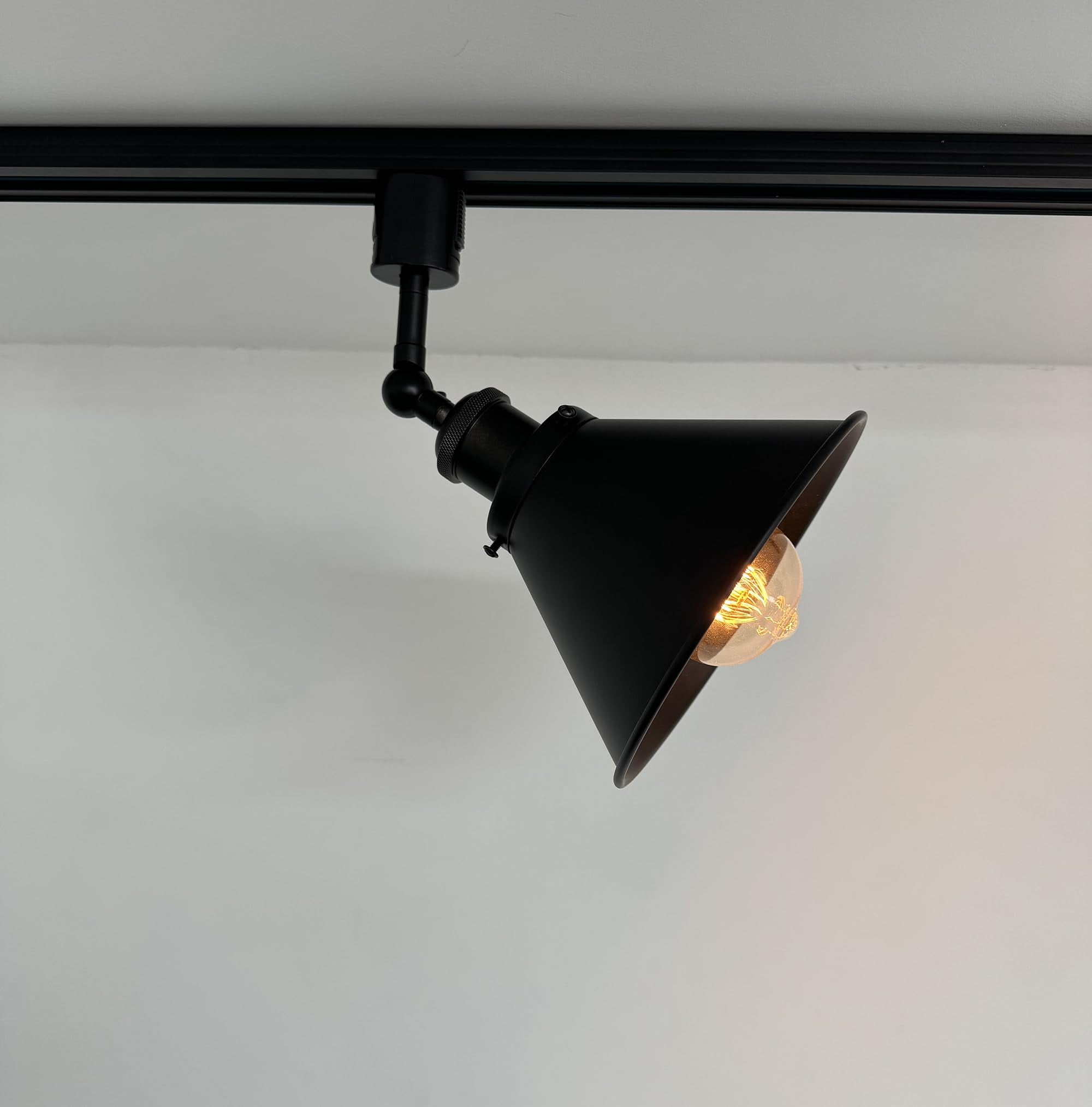 KAYYELAMP Black Track Lamp E26 Base Metal Shade Adjusted Rotated Angle H-Type Track Head Lighting Vintage Design for Wall Painting Kitchen(No Bulb, Track)