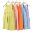 thumbnail image 3 of Ticikt Girls Sleeveless Tank Dress, Cotton Casual Playwear Sundress for Toddler Kids 1-5T,Light Blue, 3 of 5