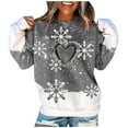 thumbnail image 1 of Pull à Capuche pour Femmes de Noël Veste Douce Mi-Longue Chandail en Molleton Imprimé Graphique Mode Manches Longues Fermeture Blouse Col Rond Cardigan d'Hiver, 1 of 6