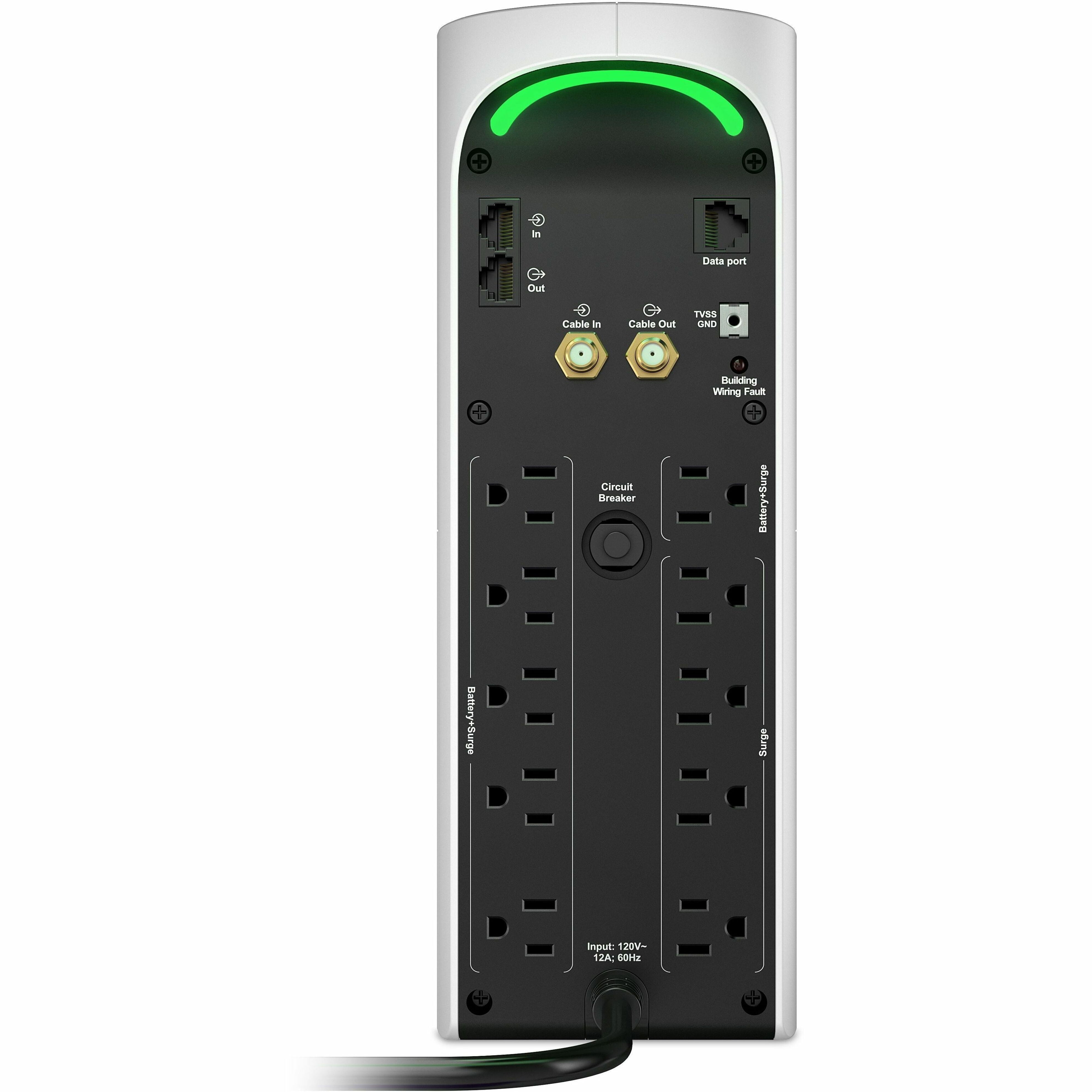 APC Gaming Back-UPS, 10 Outlet, 1500Va, Pure Sinewave, 120V, Arctic (White)