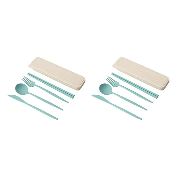 Matsuzay 4 unids/set juego de cubiertos de creatividad tenedor de paja de trigo palillos cuchara portátil reutilizable juego de vajilla con caja de Type6 NO6 Matsuzay CBP592543
